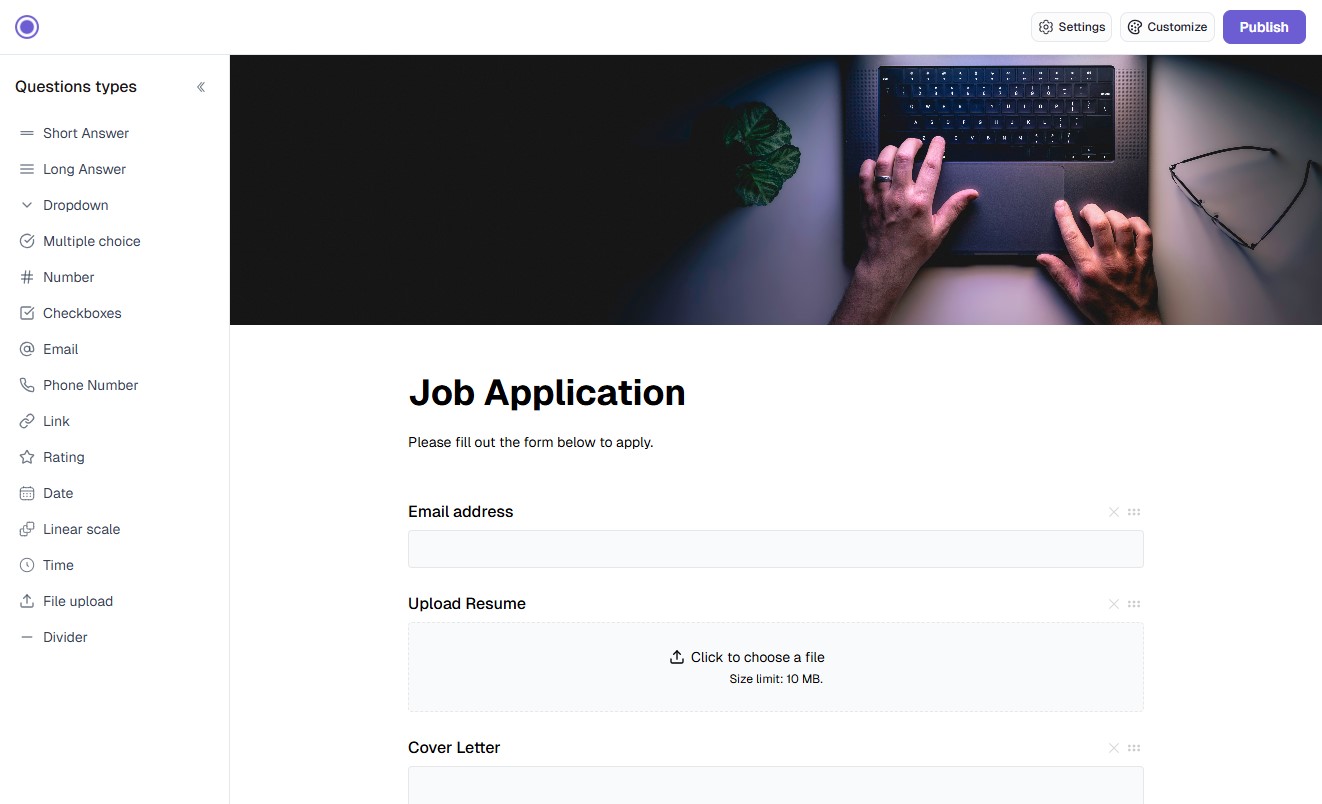 Form builder screenshot